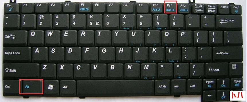 FN(键盘左下角)+Num LK(键盘右上角)切换